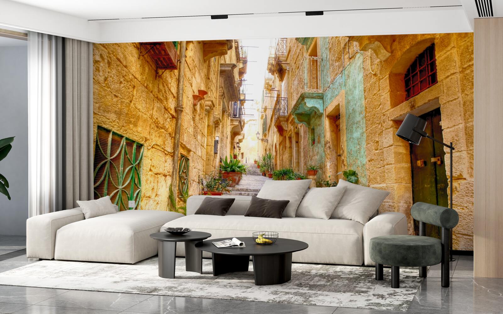 Fototapeta Talianska ulica zdobená kvetmi je úzka