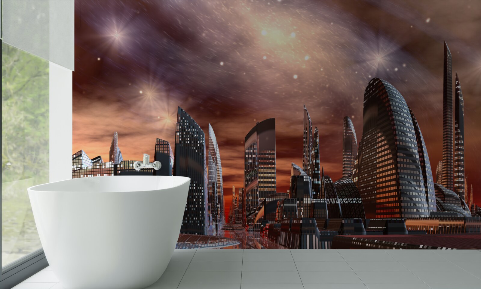 Fototapeta mesto pod hviezdnou oblohou