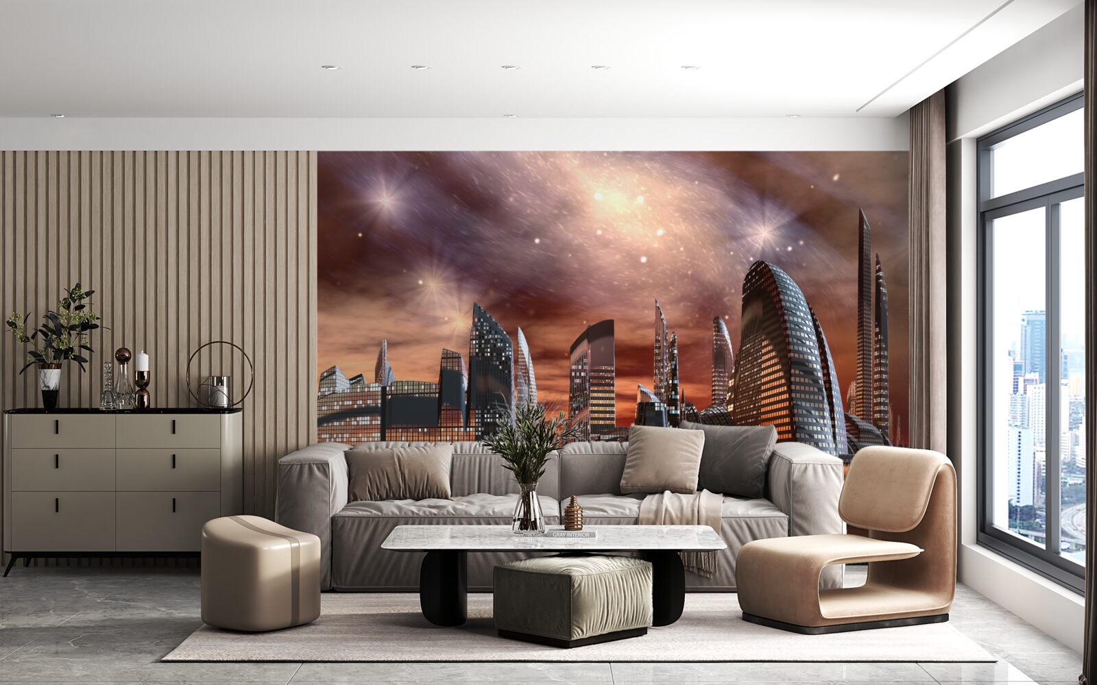 Fototapeta mesto pod hviezdnou oblohou