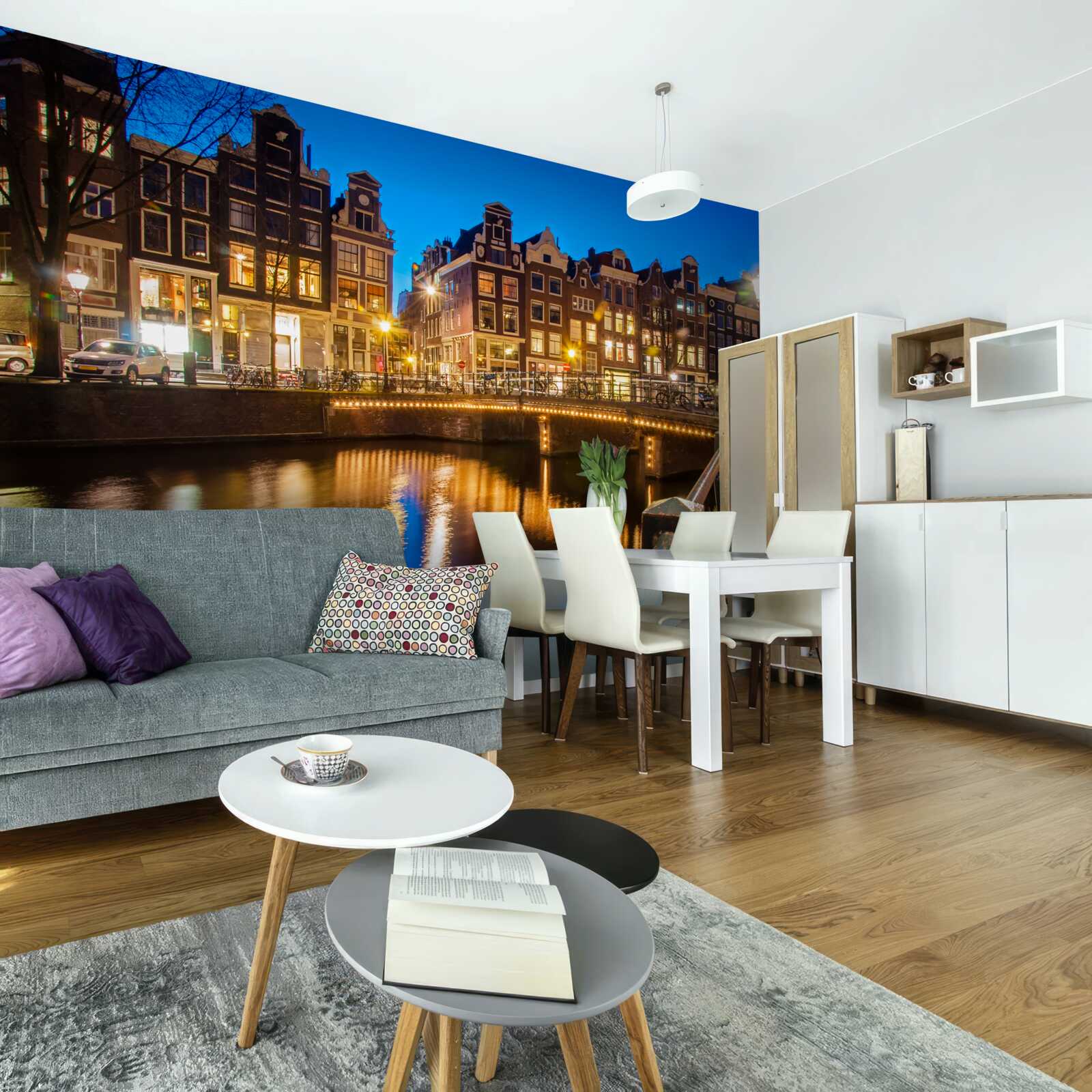 Fototapeta odraz Amsterdamu v noci vo vode