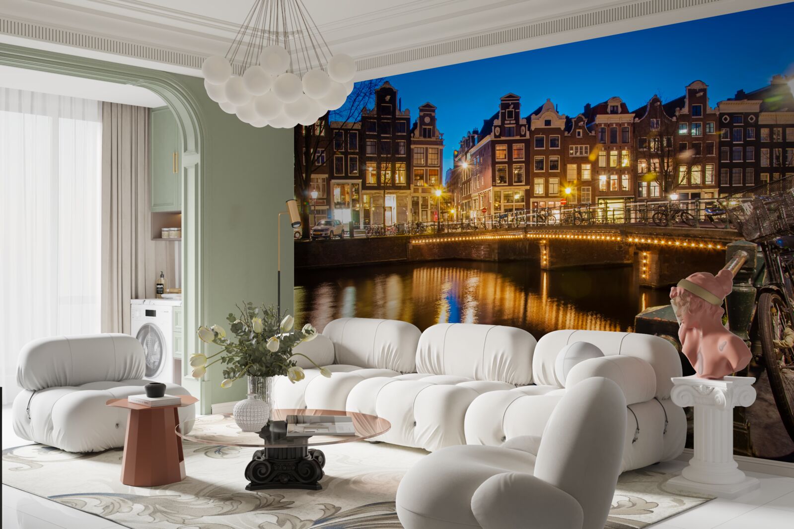 Fototapeta odraz Amsterdamu v noci vo vode