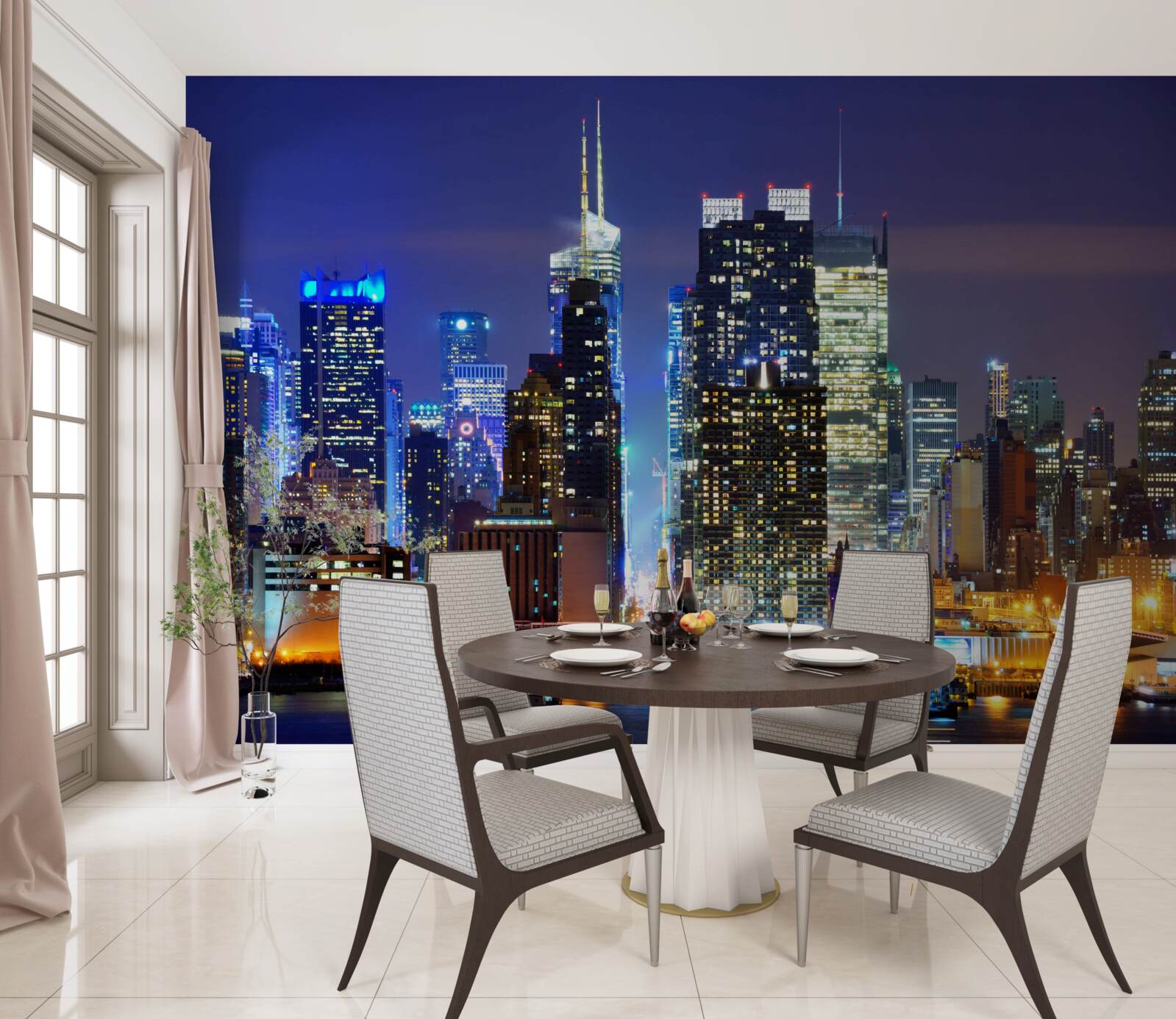 Fototapeta nočný panoramatický výhľad na mesto, ktorý vyráža dych