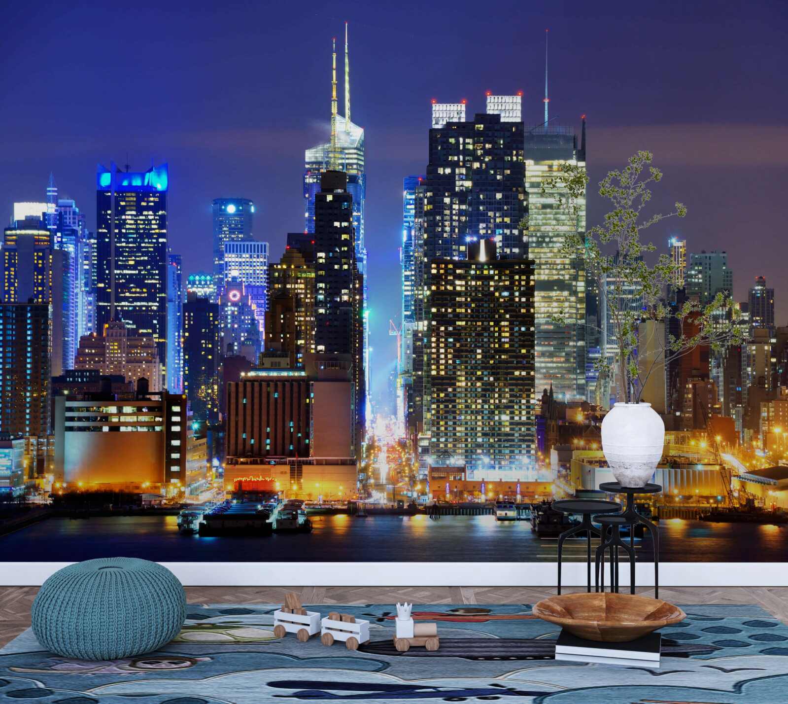 Fototapeta nočný panoramatický výhľad na mesto, ktorý vyráža dych