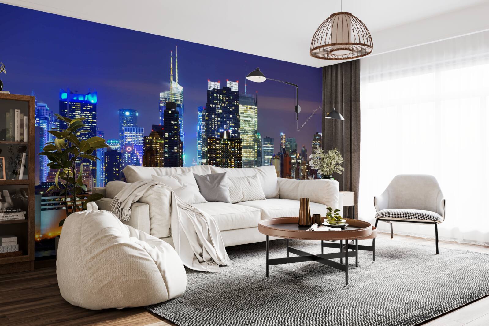 Fototapeta nočný panoramatický výhľad na mesto, ktorý vyráža dych