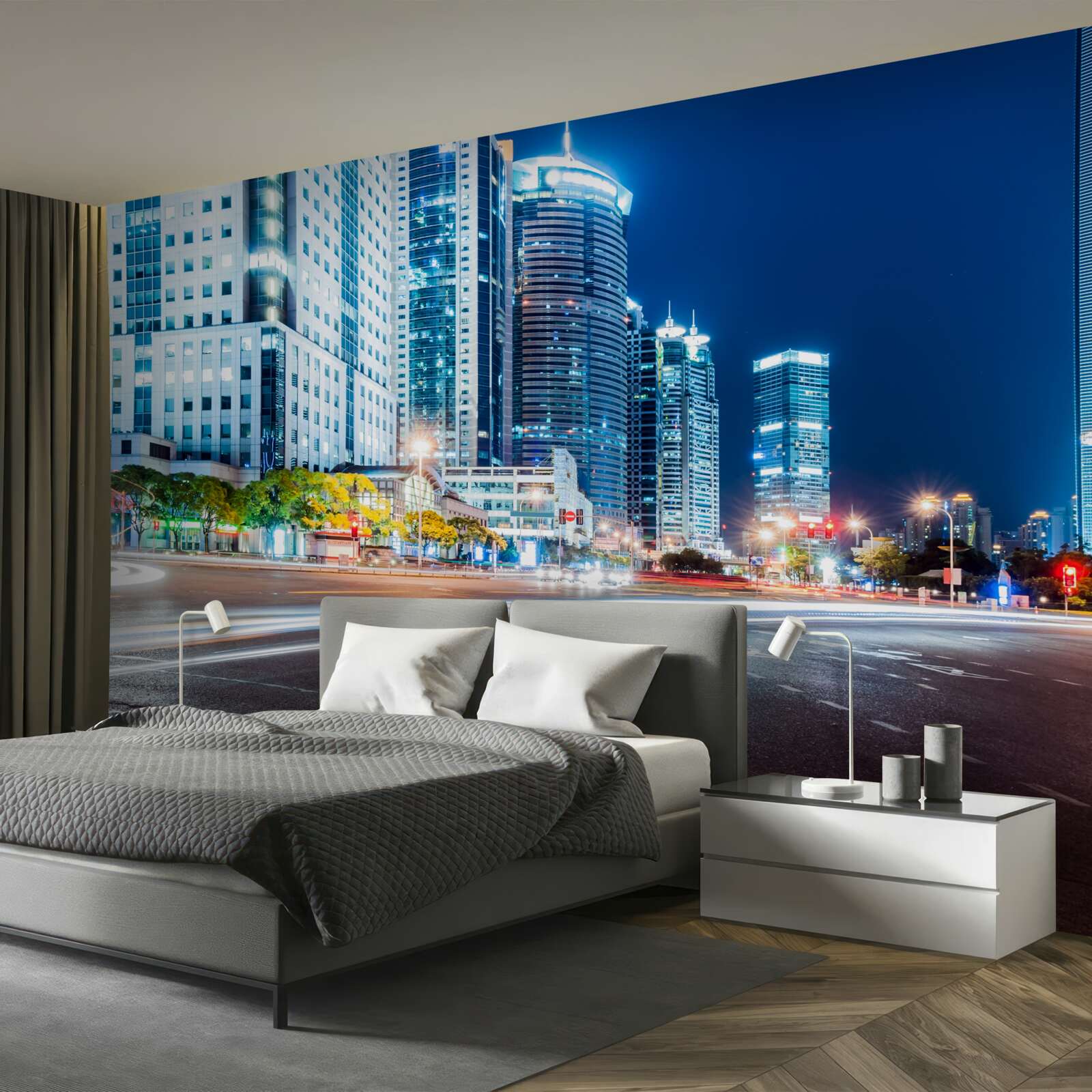 Fototapeta nočná mestská diaľnica bez jedinej duše