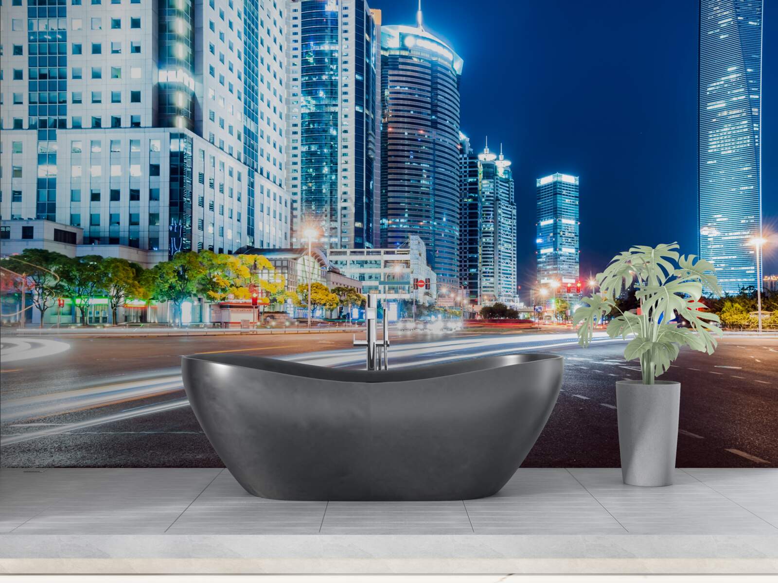 Fototapeta nočná mestská diaľnica bez jedinej duše