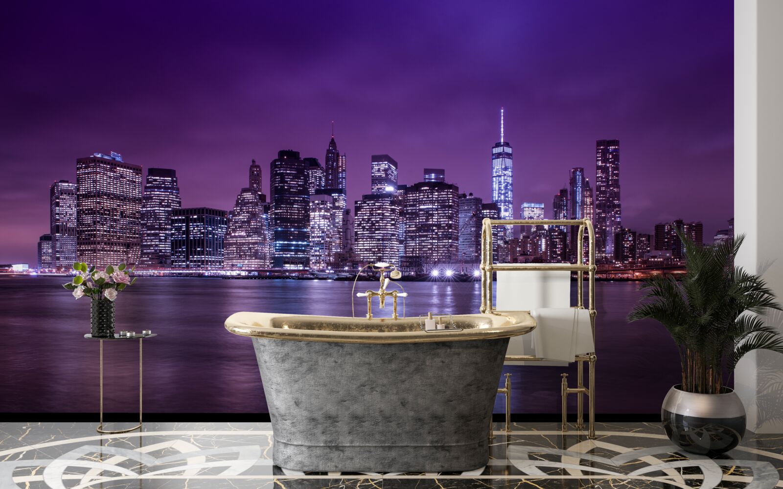 Fototapeta veľa horiacich svetiel v oknách mrakodrapov