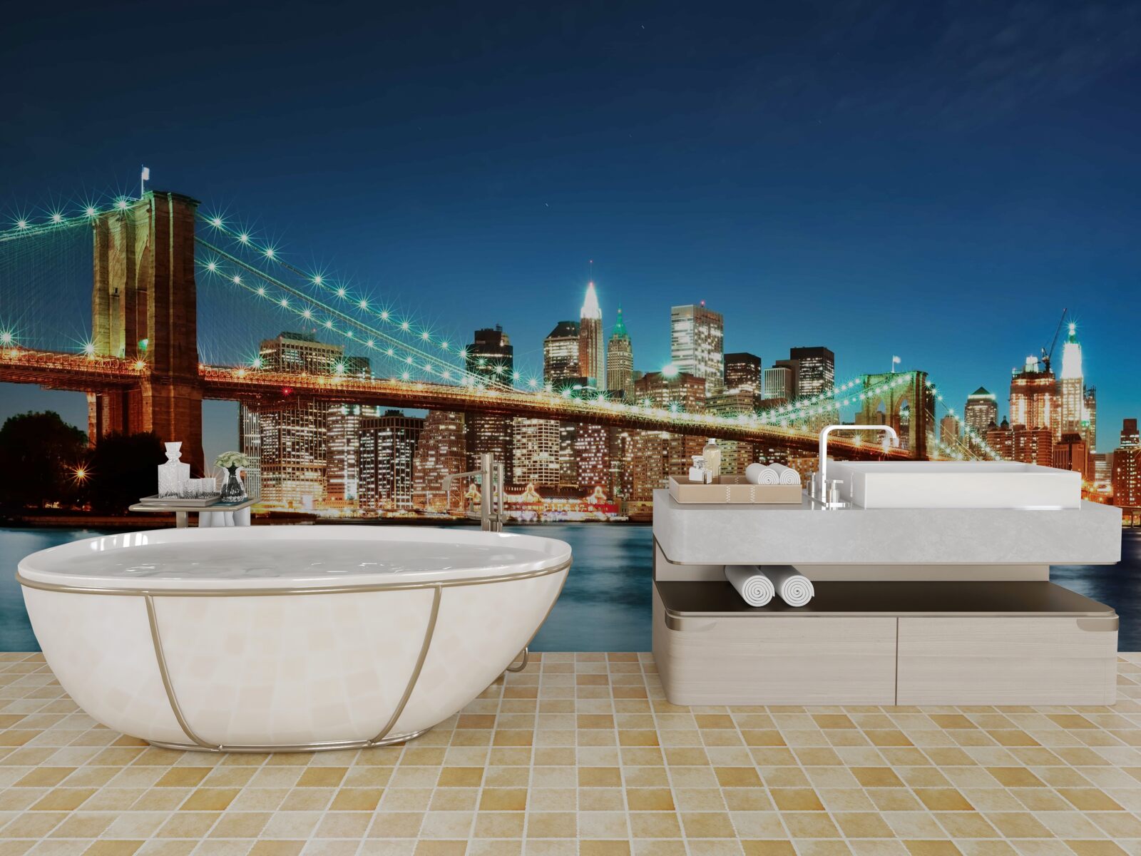 Fototapeta New York City s jasnými žiariacimi svetlami