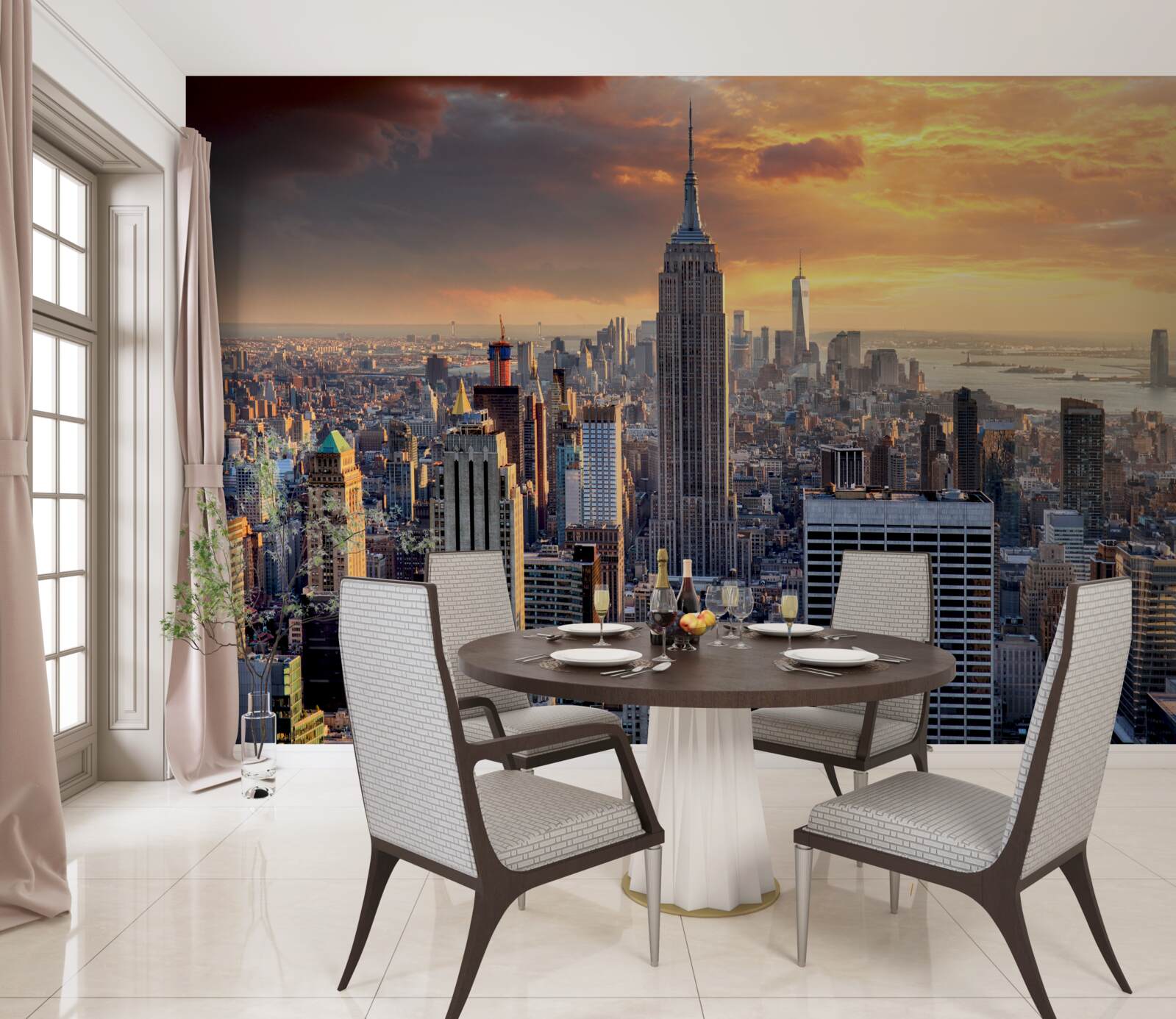 Fototapeta slnko zapadá nad mestom new york