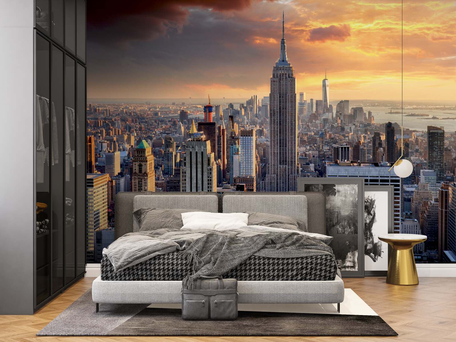 Fototapeta slnko zapadá nad mestom new york