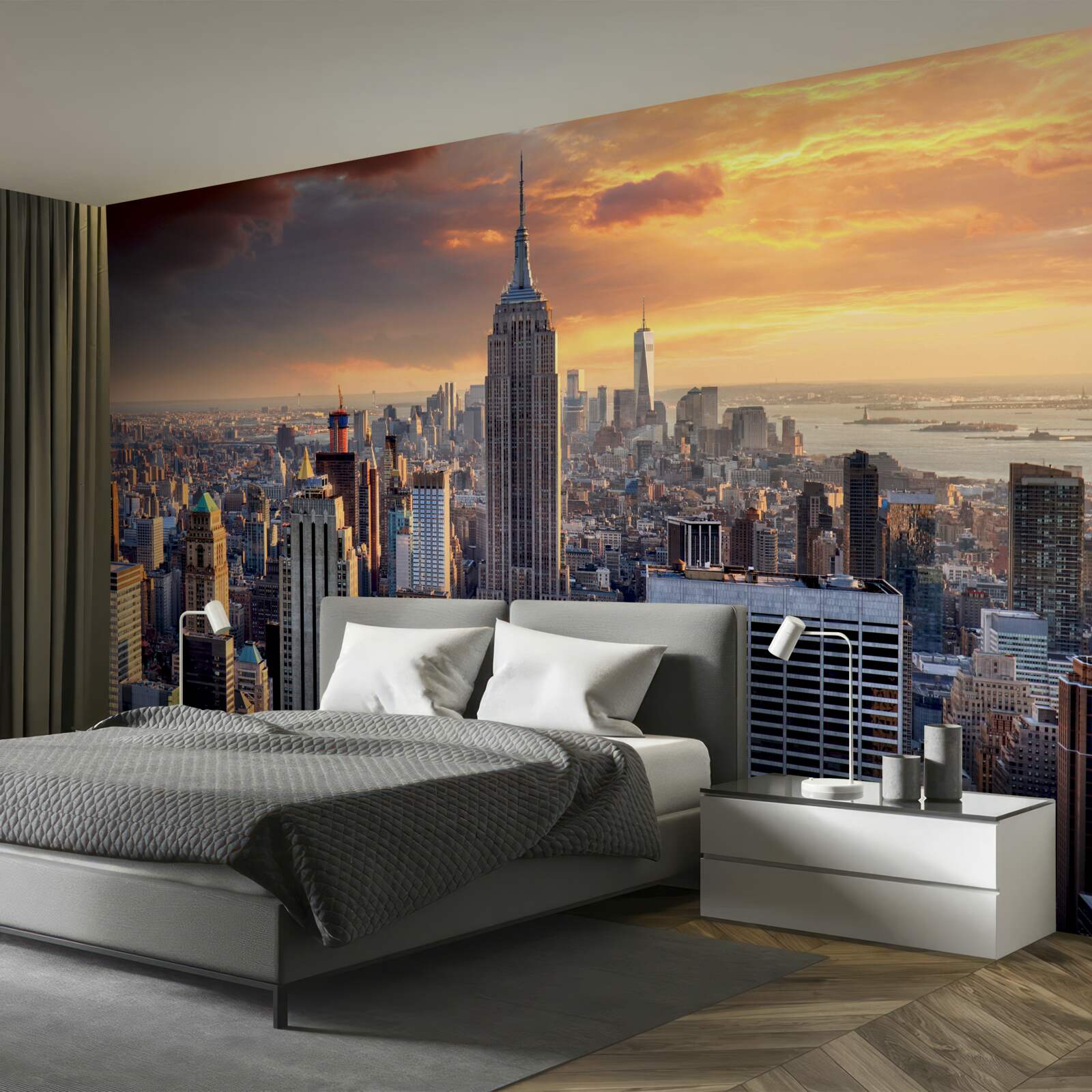 Fototapeta slnko zapadá nad mestom new york