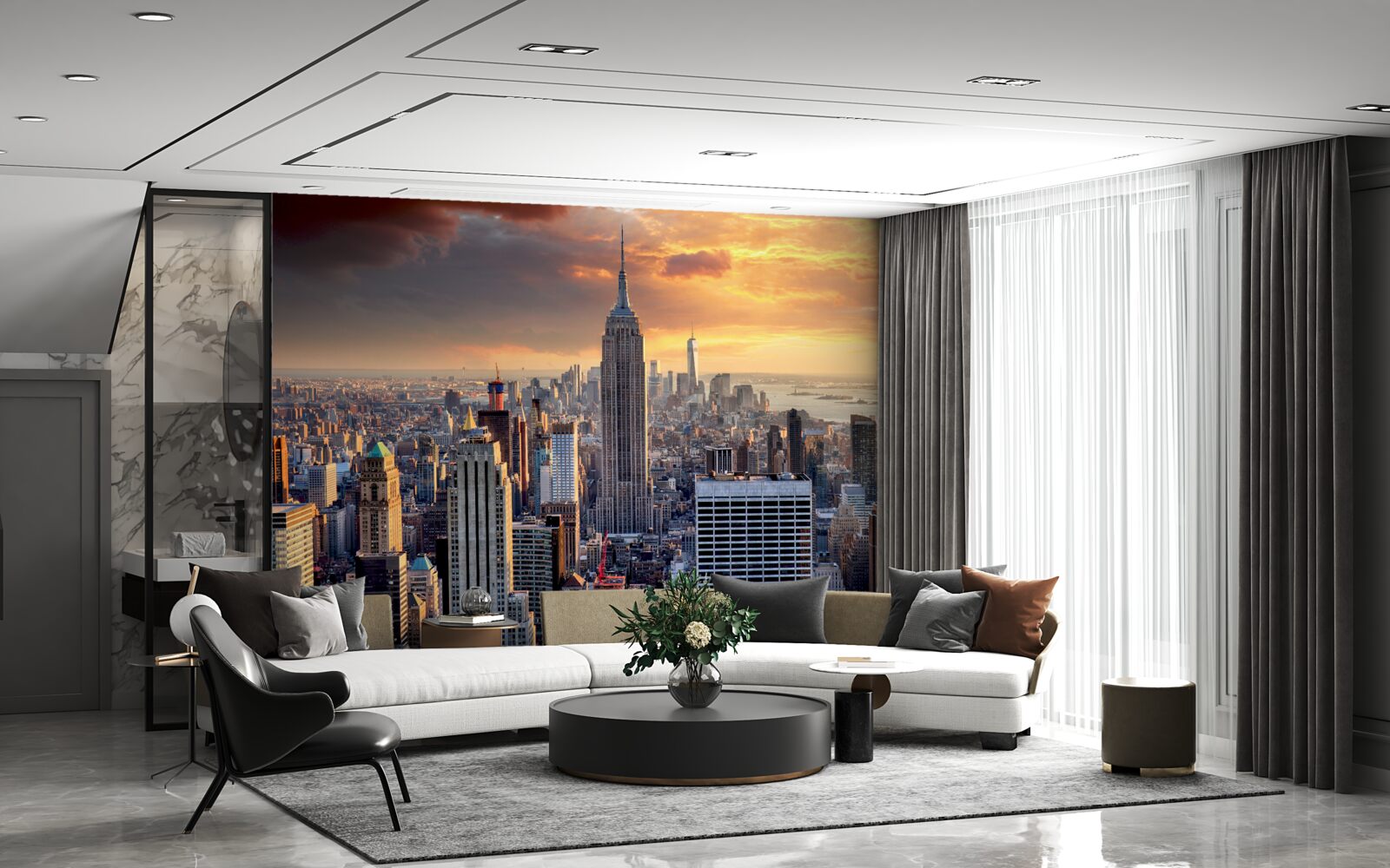 Fototapeta slnko zapadá nad mestom new york