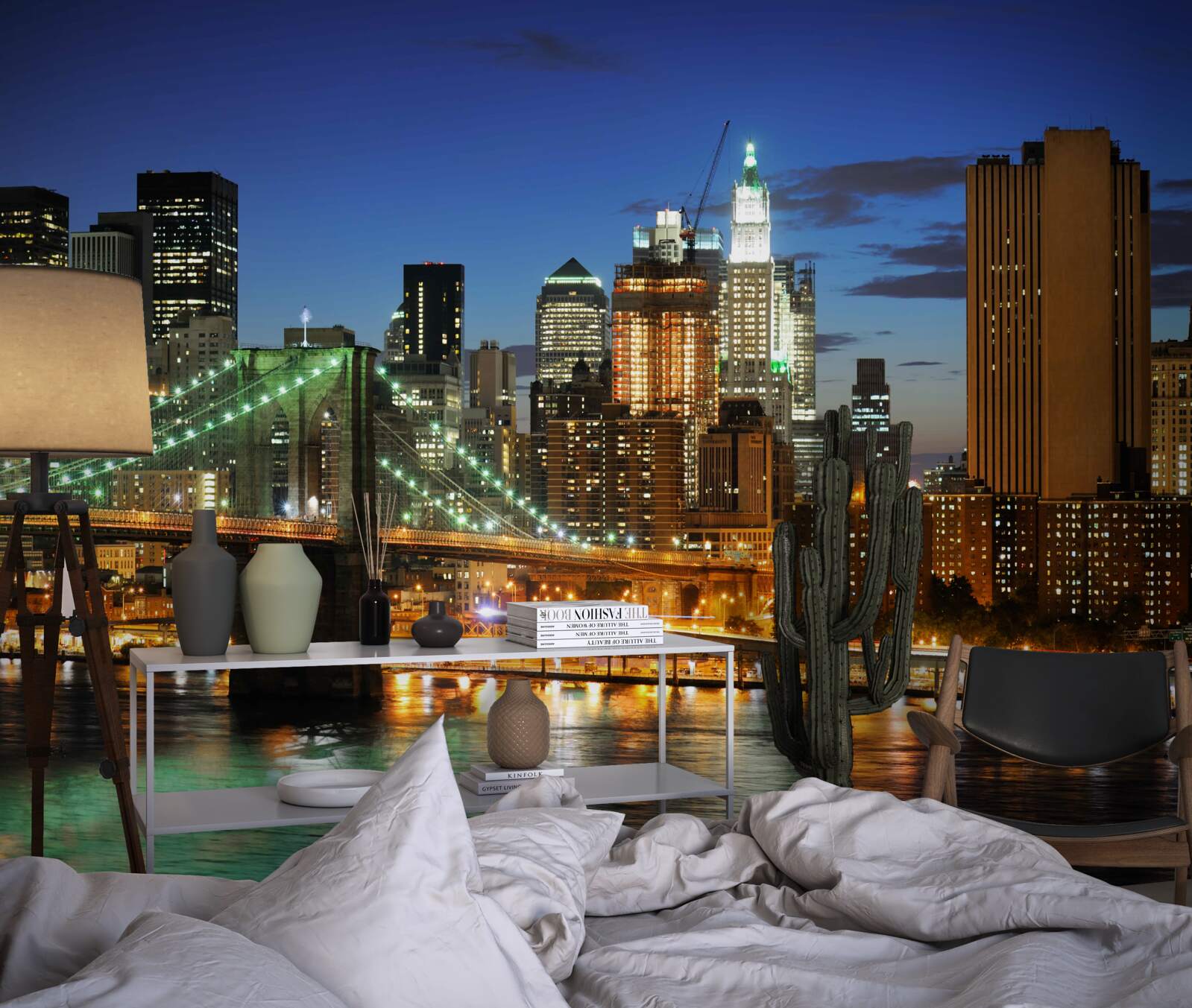 Fototapeta panoráma mesta new york v noci z opačného brehu