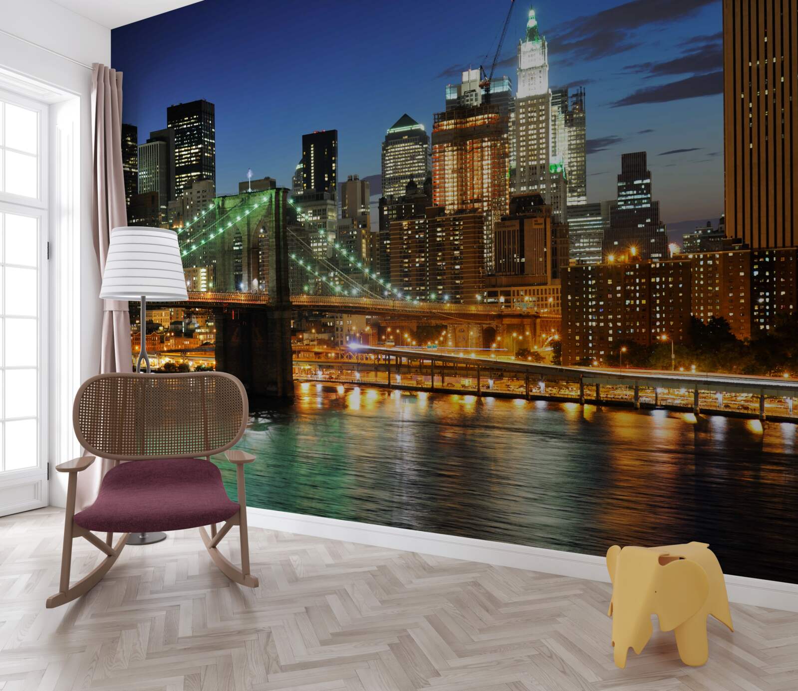 Fototapeta panoráma mesta new york v noci z opačného brehu