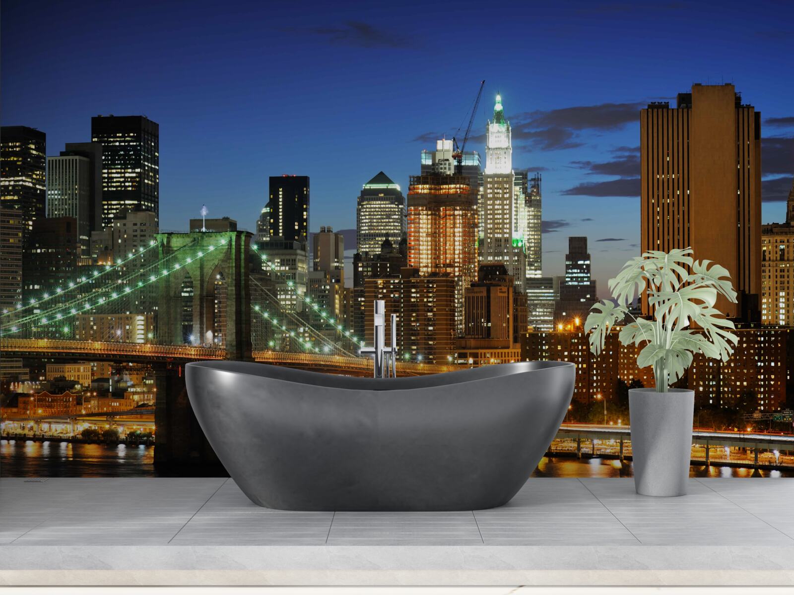 Fototapeta panoráma mesta new york v noci z opačného brehu