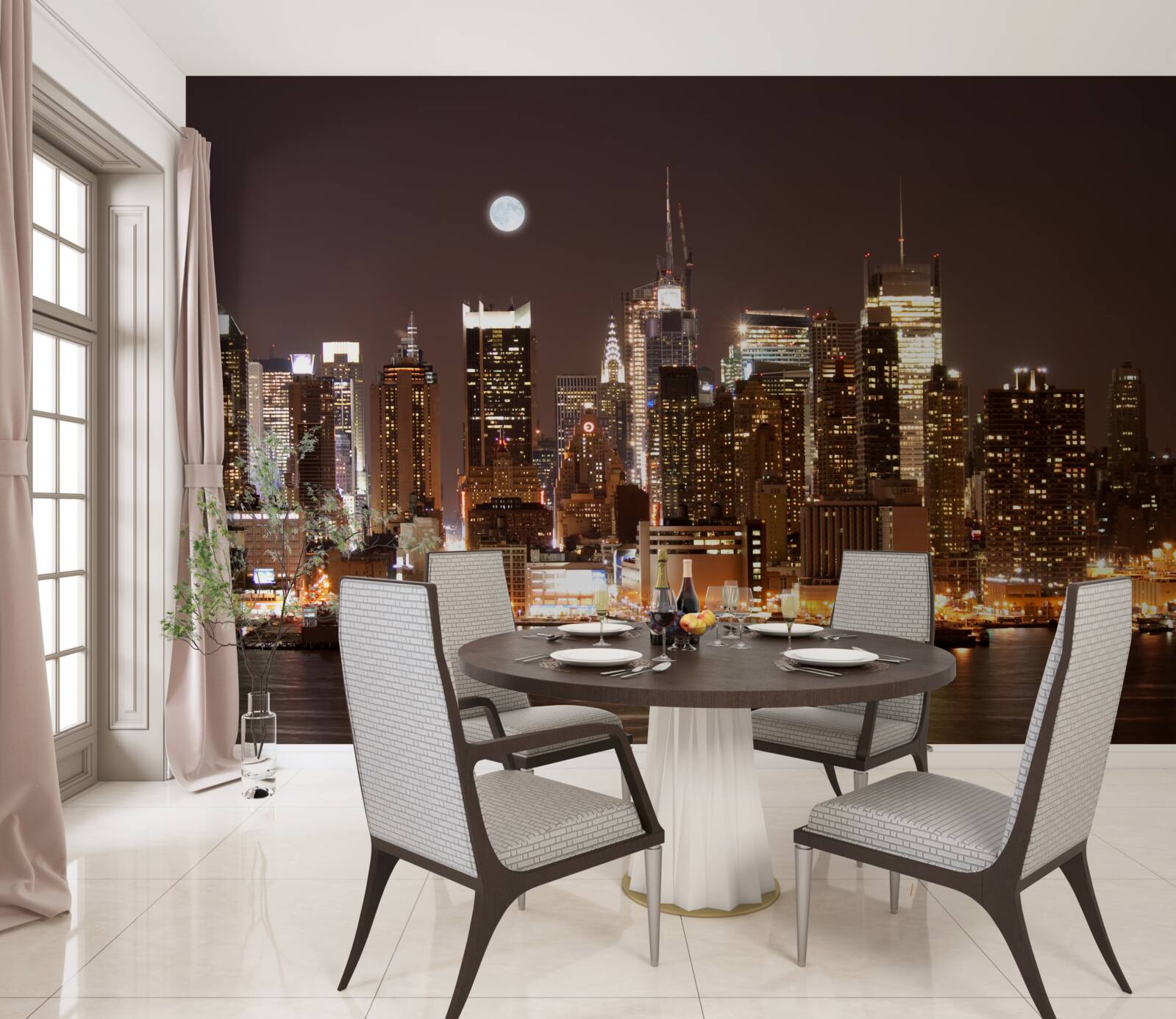 Fototapeta nádherný panoramatický výhľad na nočný manhattan