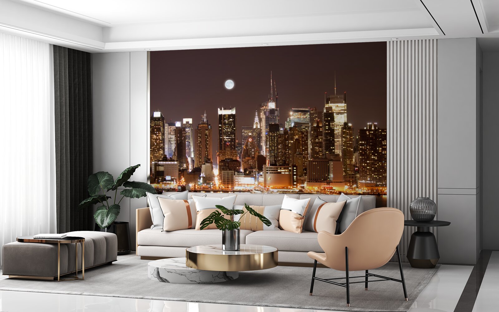 Fototapeta nádherný panoramatický výhľad na nočný manhattan