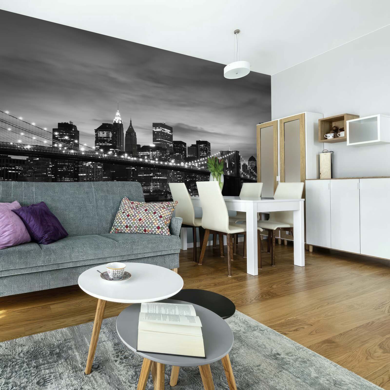 Fototapeta veže v čiernej a bielej a Brooklynský most