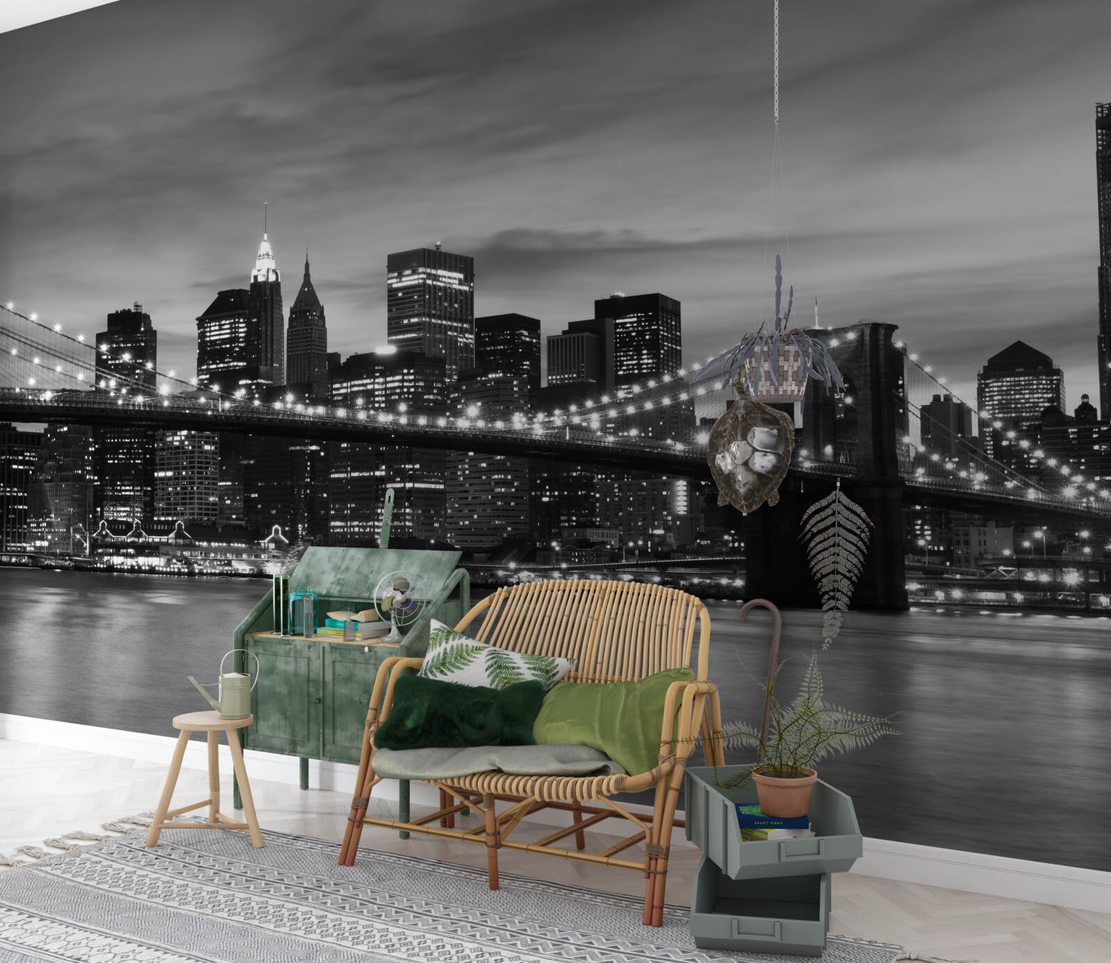 Fototapeta veže v čiernej a bielej a Brooklynský most