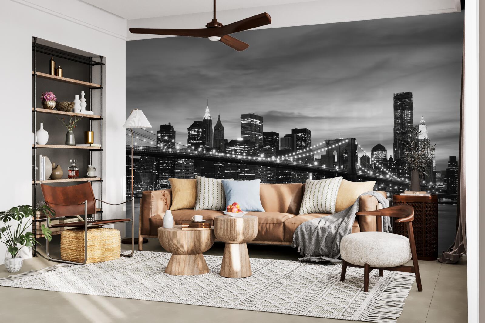 Fototapeta veže v čiernej a bielej a Brooklynský most