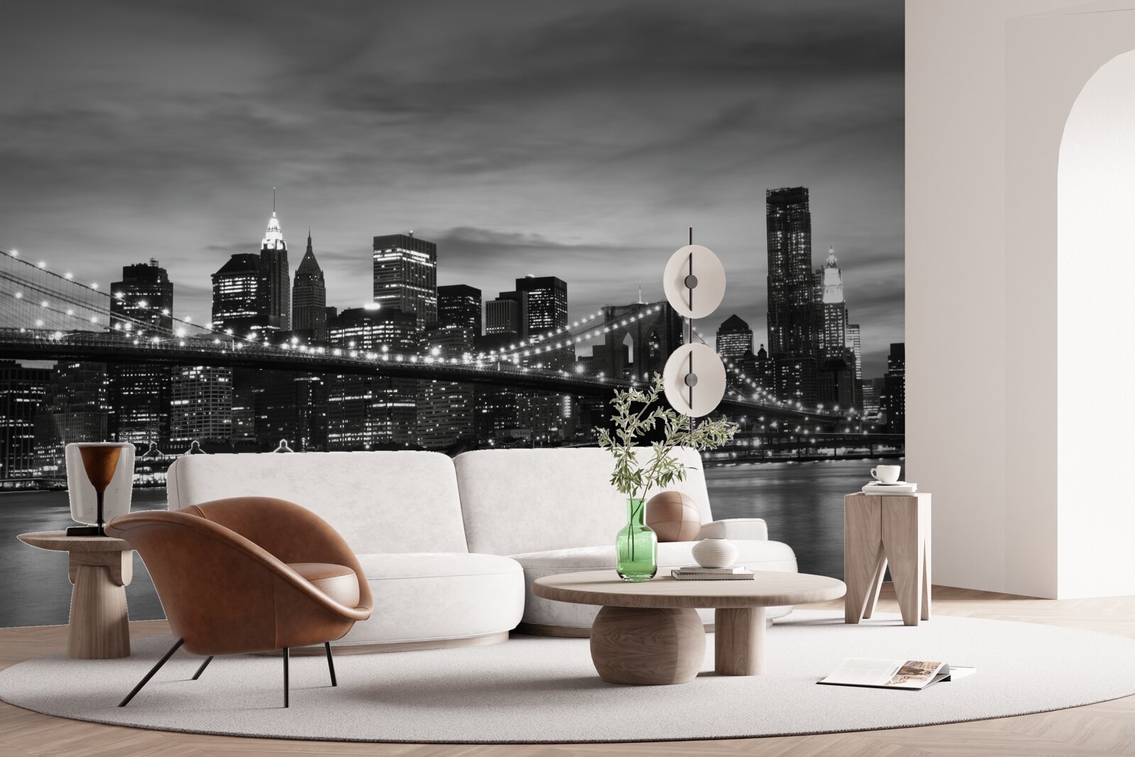 Fototapeta veže v čiernej a bielej a Brooklynský most