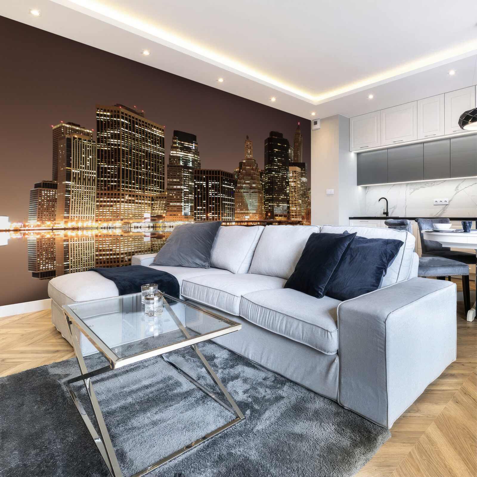 Fototapeta New York City lampy na uliciach v noci