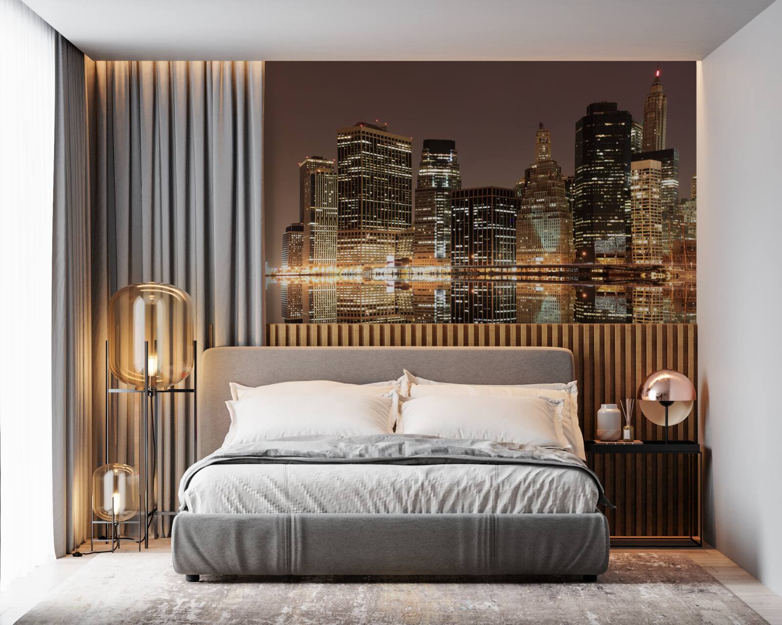 Fototapeta New York City lampy na uliciach v noci