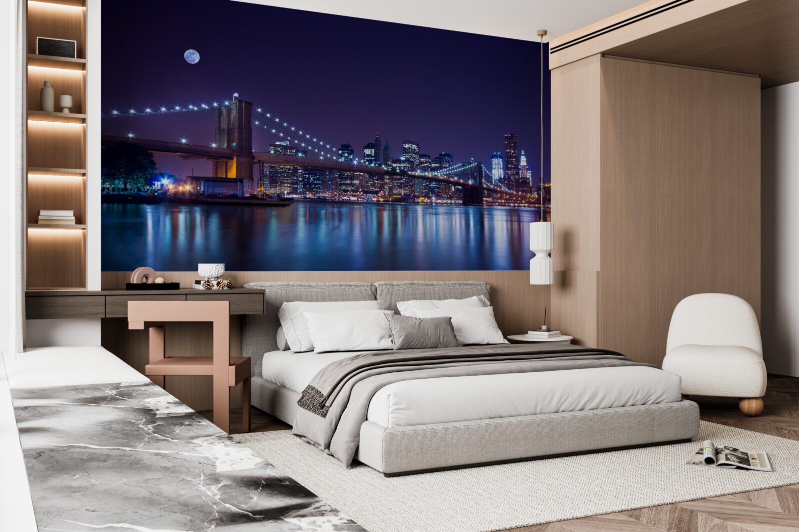 Fototapeta odrazy svetiel nočného mesta sa odrážajú vo vode