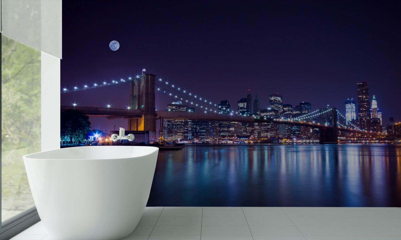 Fototapeta odrazy svetiel nočného mesta sa odrážajú vo vode