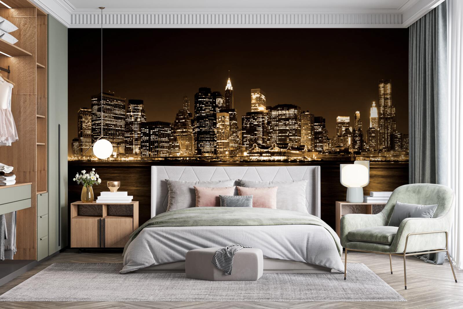 Fototapeta zmodernizované mesto pod hviezdnou oblohou