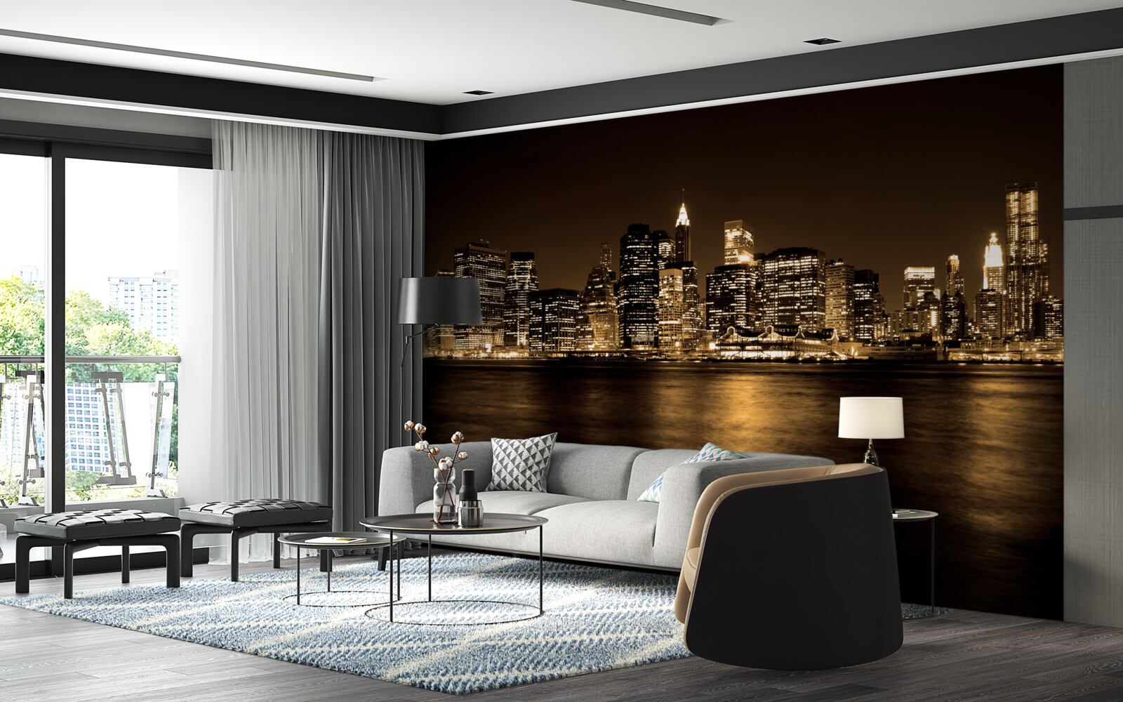 Fototapeta zmodernizované mesto pod hviezdnou oblohou