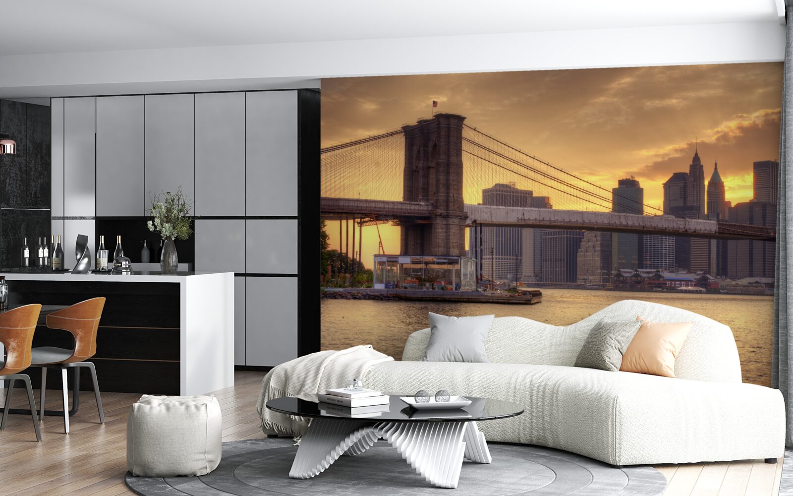 Fototapeta mestský gigant pri západe slnka