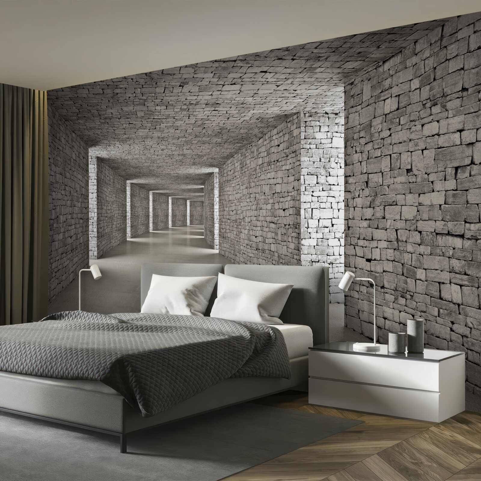 Fototapeta perspektívny pohľad na murovanú chodbu