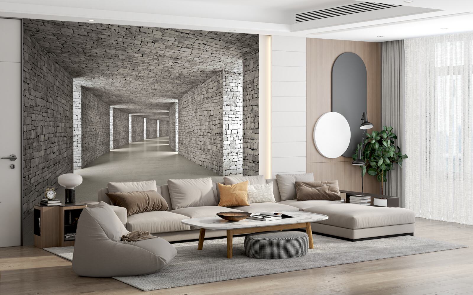 Fototapeta perspektívny pohľad na murovanú chodbu