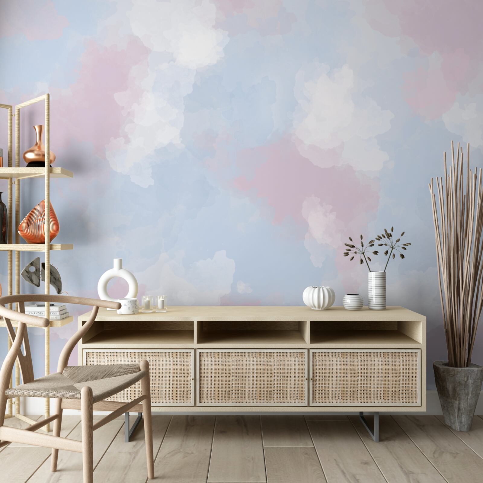 Fototapeta oblohu zdobia modré a ružové škvrny