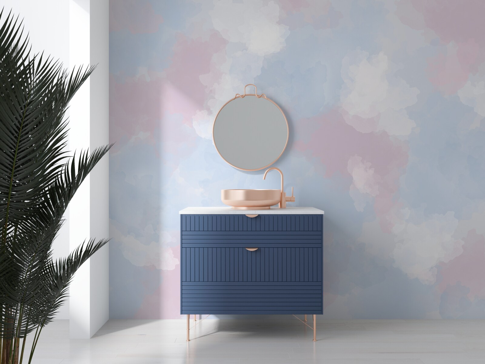 Fototapeta oblohu zdobia modré a ružové škvrny