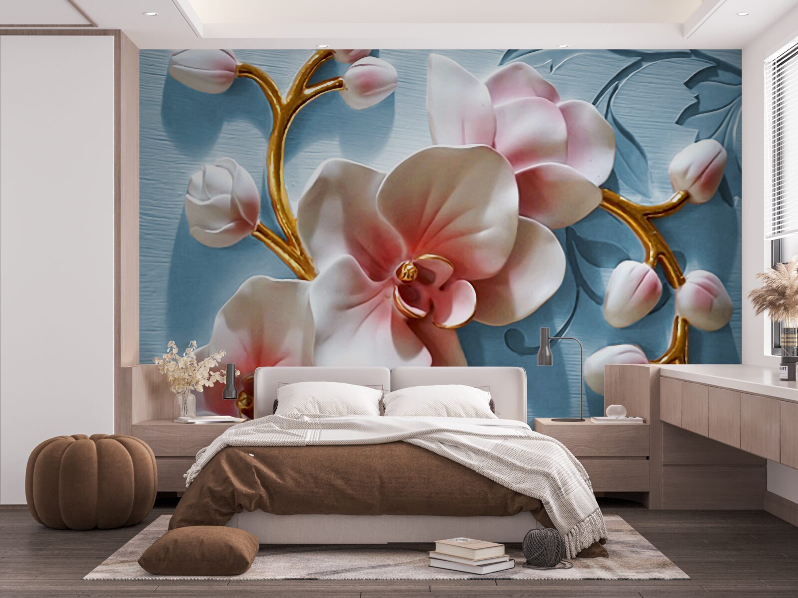 Fototapeta biela orchidea na modrej oblohe