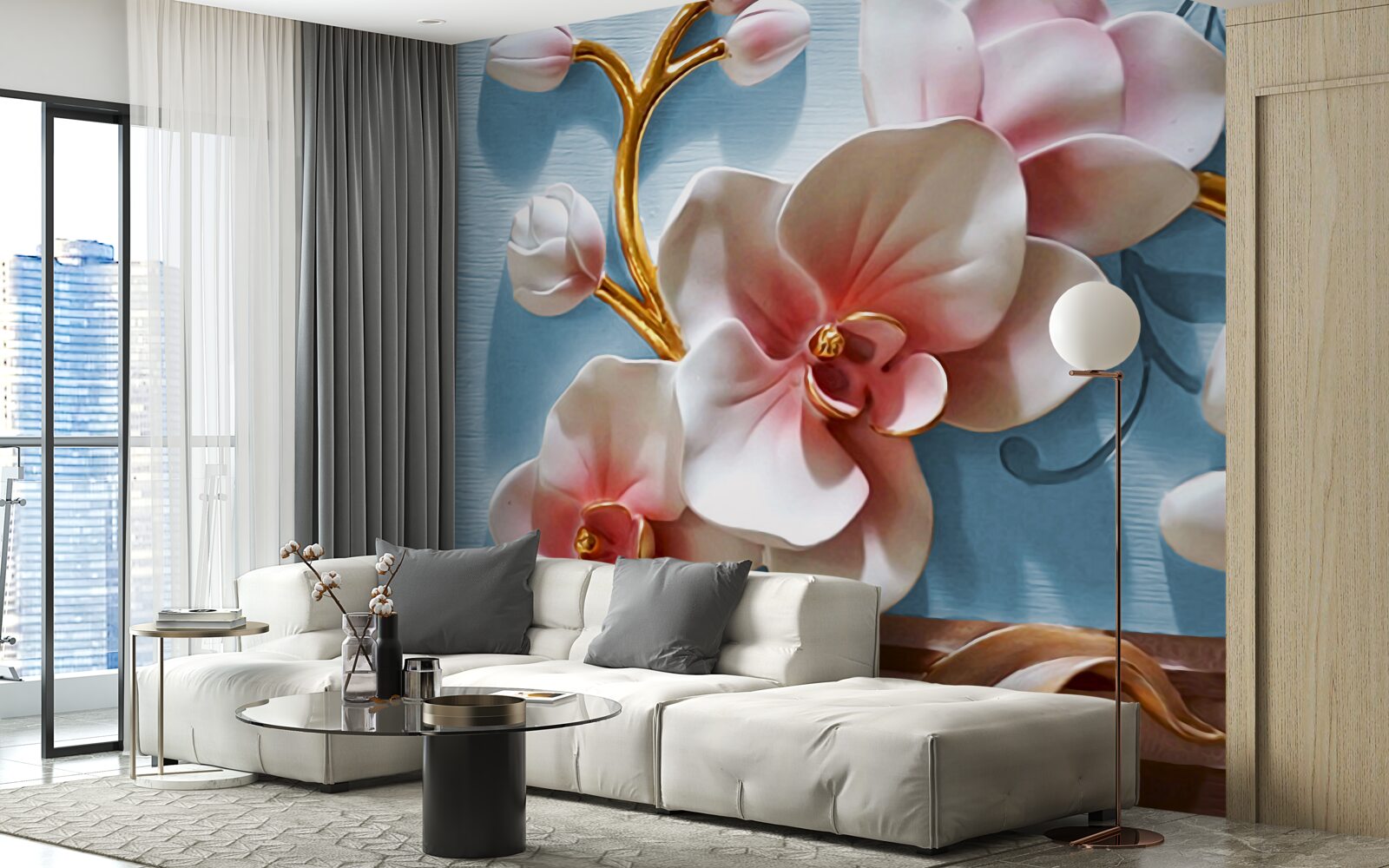 Fototapeta biela orchidea na modrej oblohe