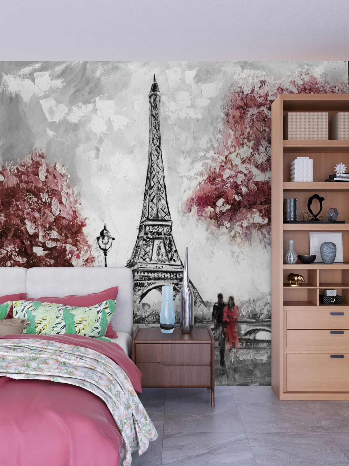 Fototapeta dvaja ľudia si užívajú výhľad na Eiffelovu vežu