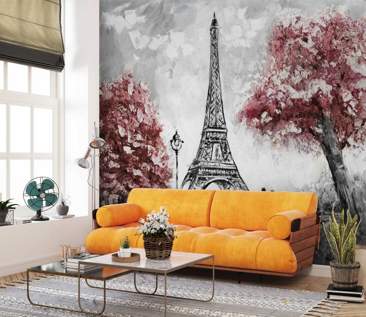 Fototapeta dvaja ľudia si užívajú výhľad na Eiffelovu vežu