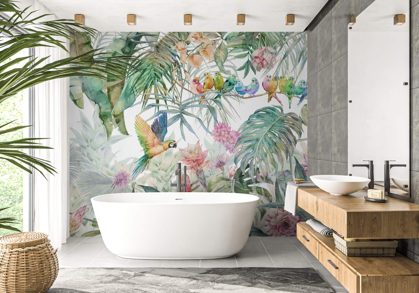 Fototapeta rodina papagájov v dažďovom pralese