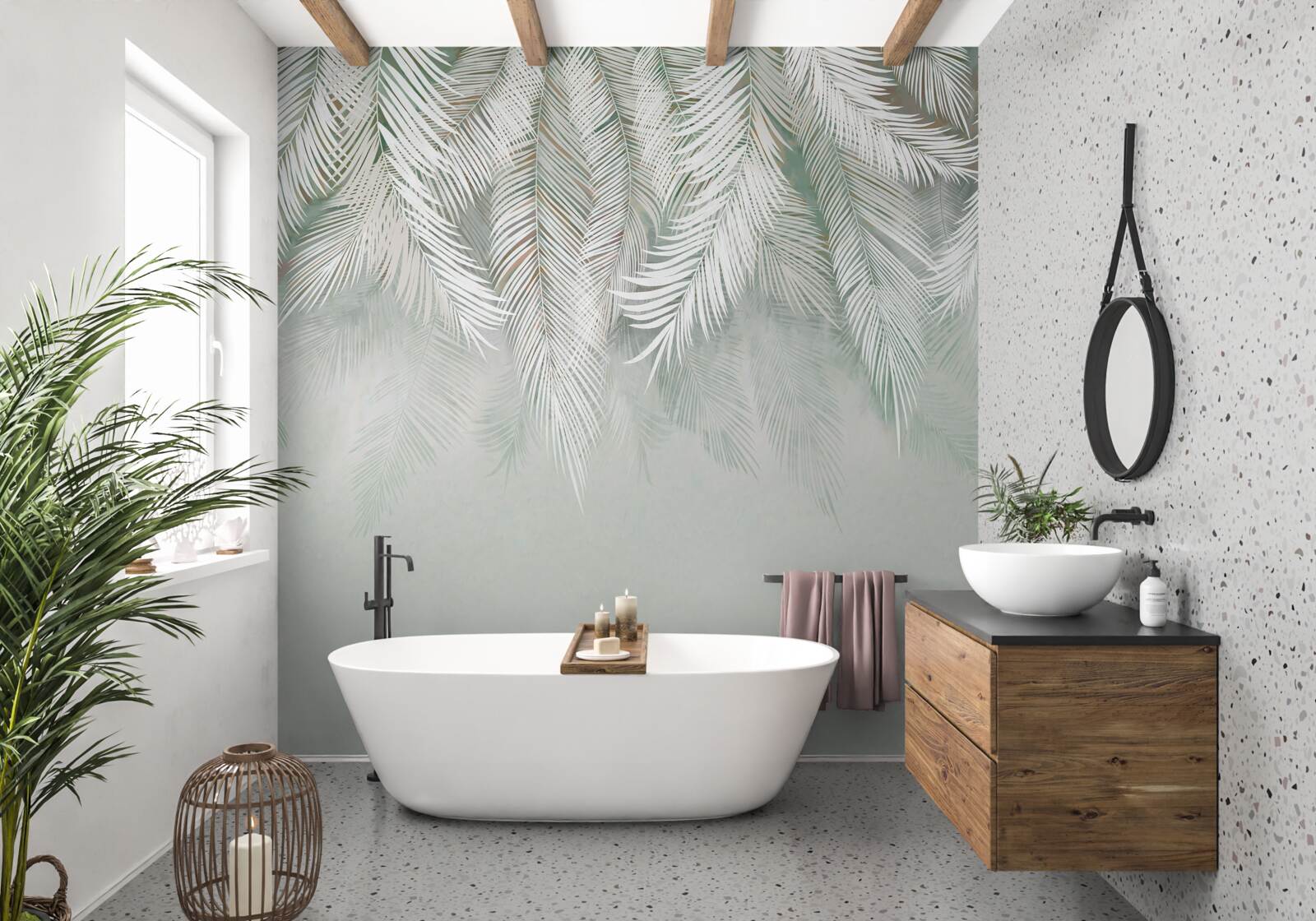 Fototapeta sperené listy smerujúce nadol