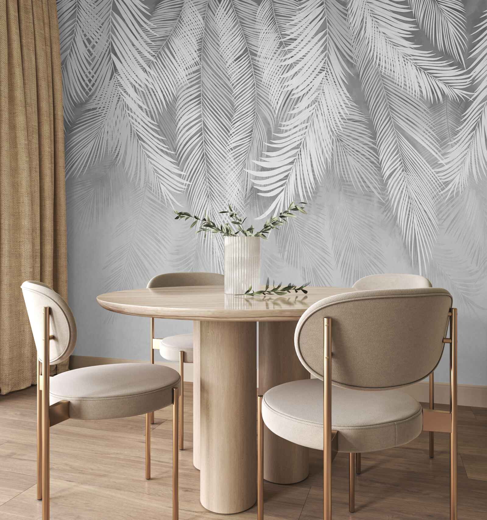 Fototapeta biele palmové listy visia