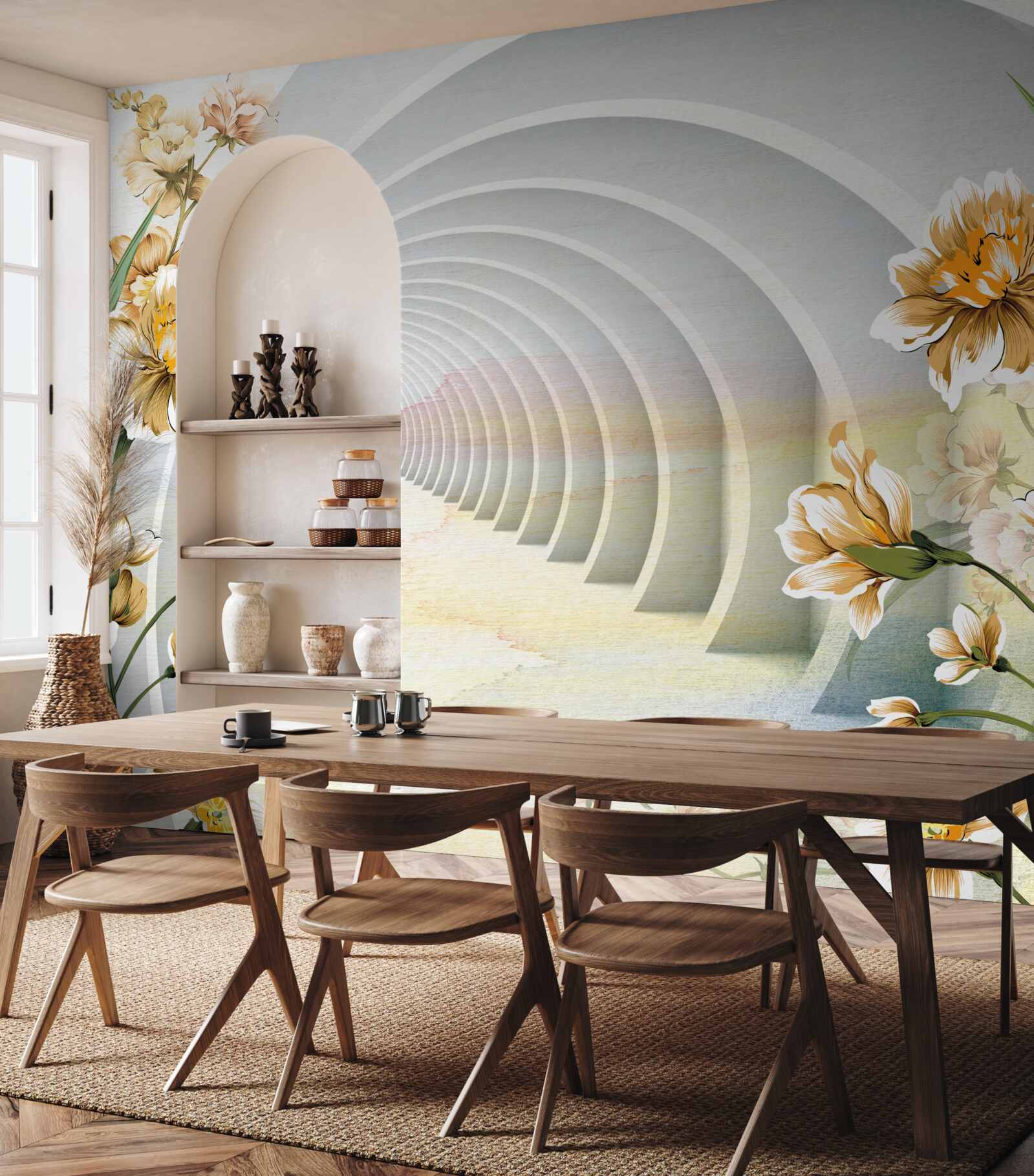 Fototapeta Oblúky zdobené bielymi kvetmi