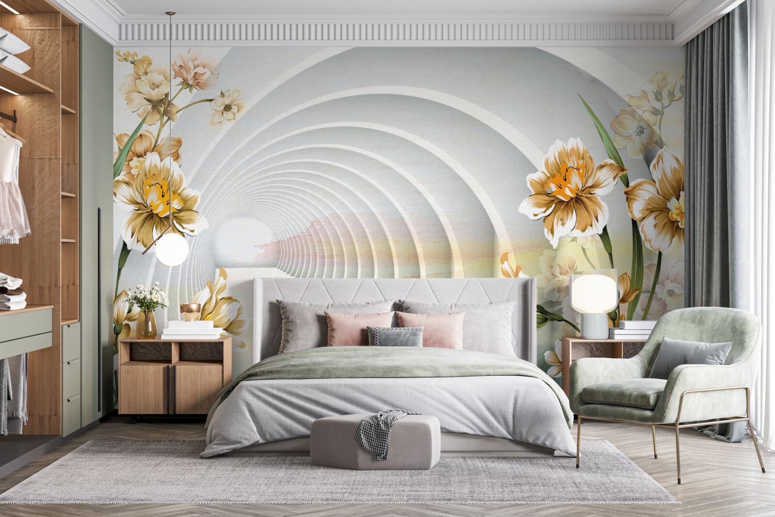 Fototapeta Oblúky zdobené bielymi kvetmi