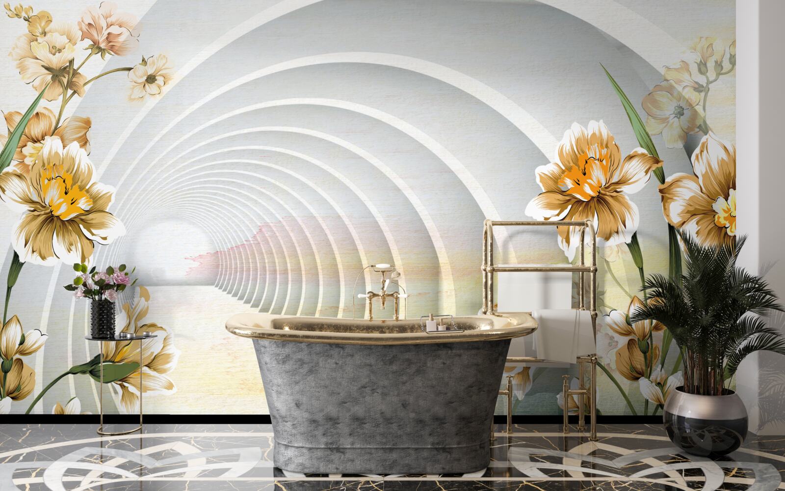 Fototapeta Oblúky zdobené bielymi kvetmi