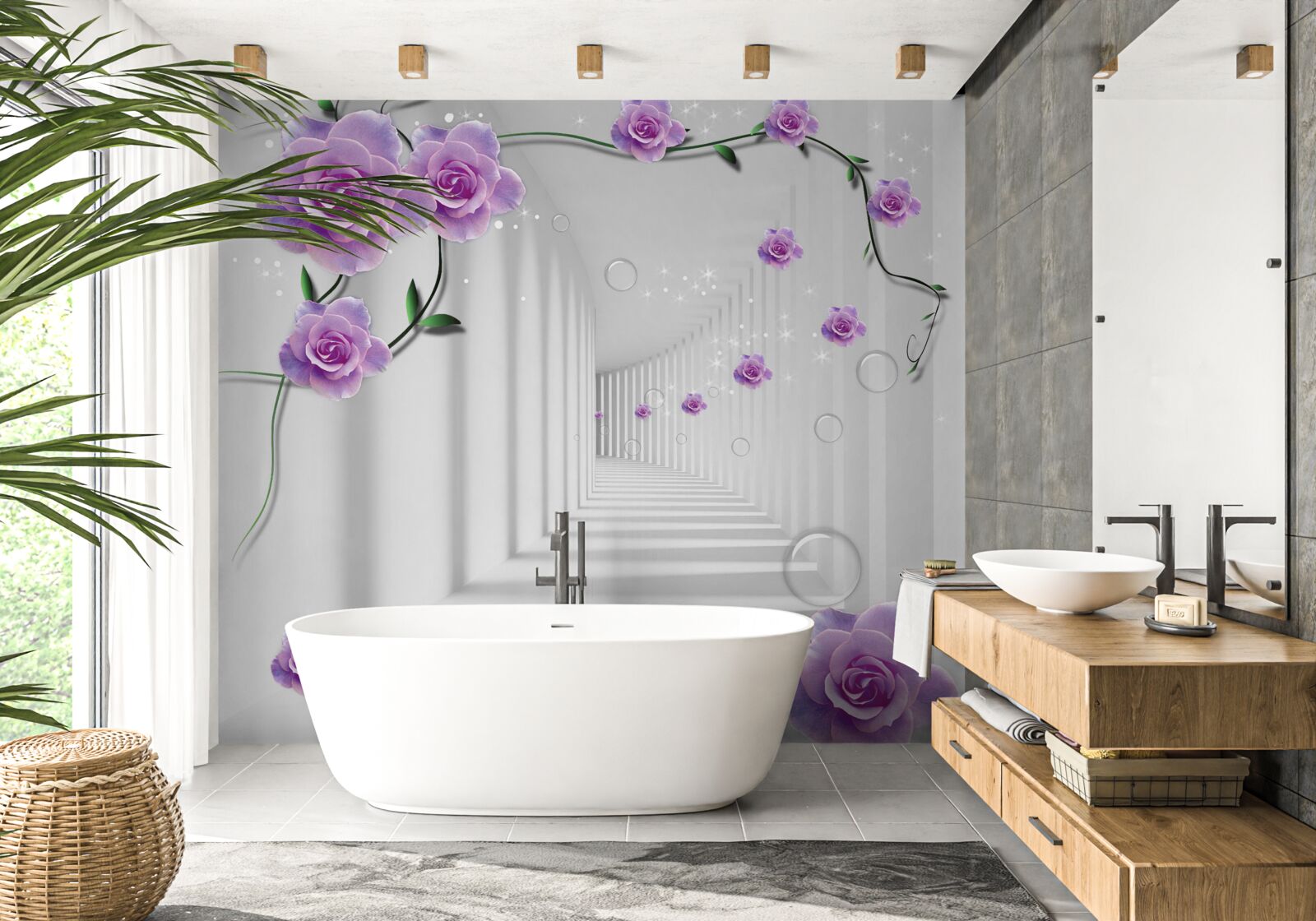 Fototapeta kvety, ktoré kvitli na pozadí tunela