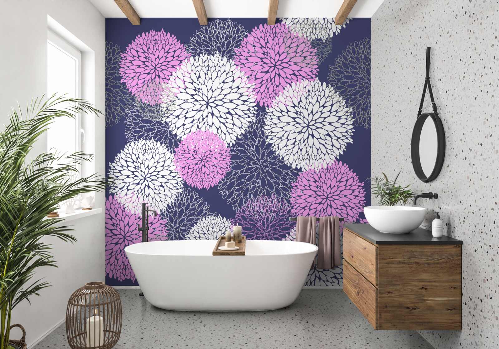 Fototapeta ružové a biele sasanky