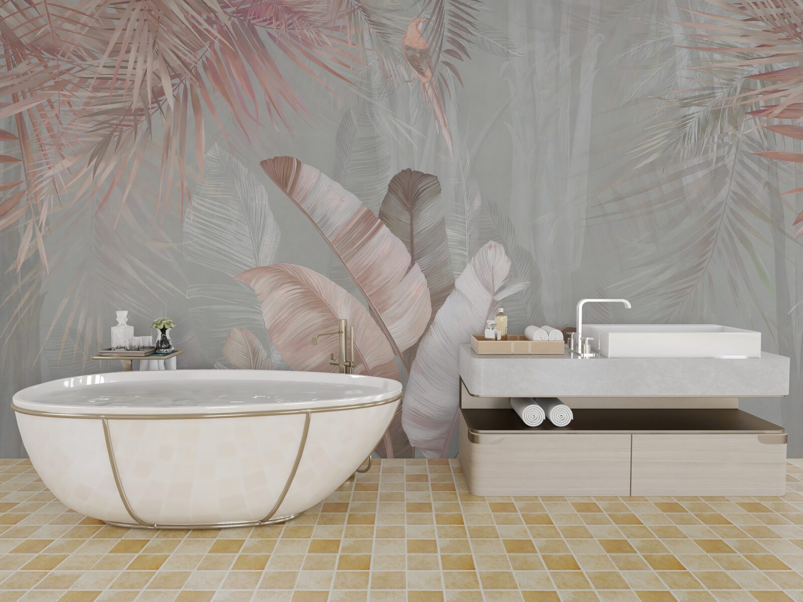 Fototapeta jemná kytica tropických listov v kytici