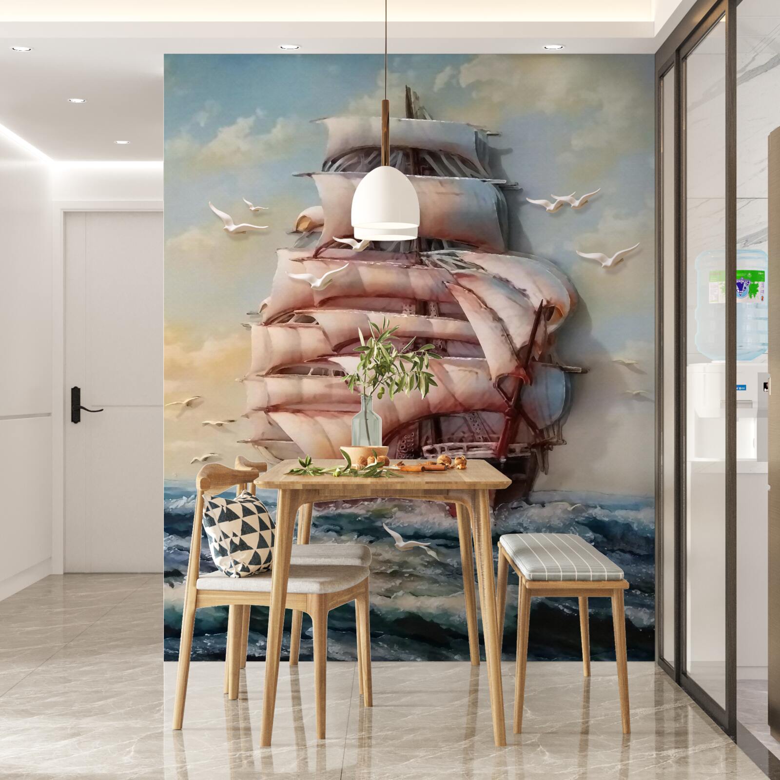 Fototapeta elegantná loď s plachtami v momente búrky